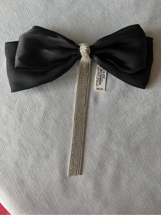 Anna & Ava Accessories - Anna & Ava Black Satin Bow Barrette Hair Clip with crystal Fringe Tassel